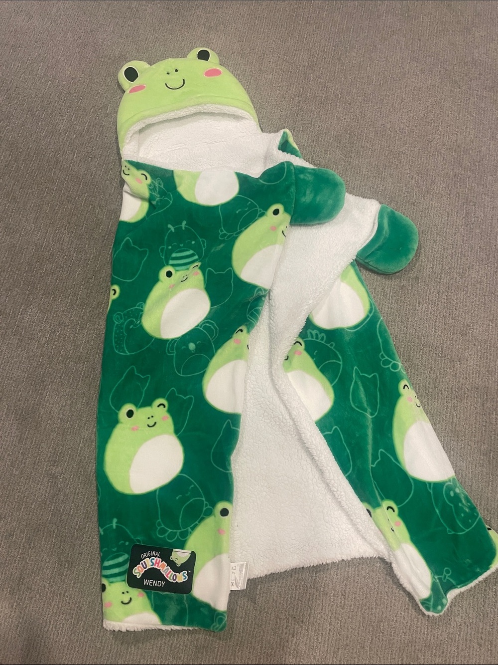 Squishmallows Green Frog Hooded Blanket